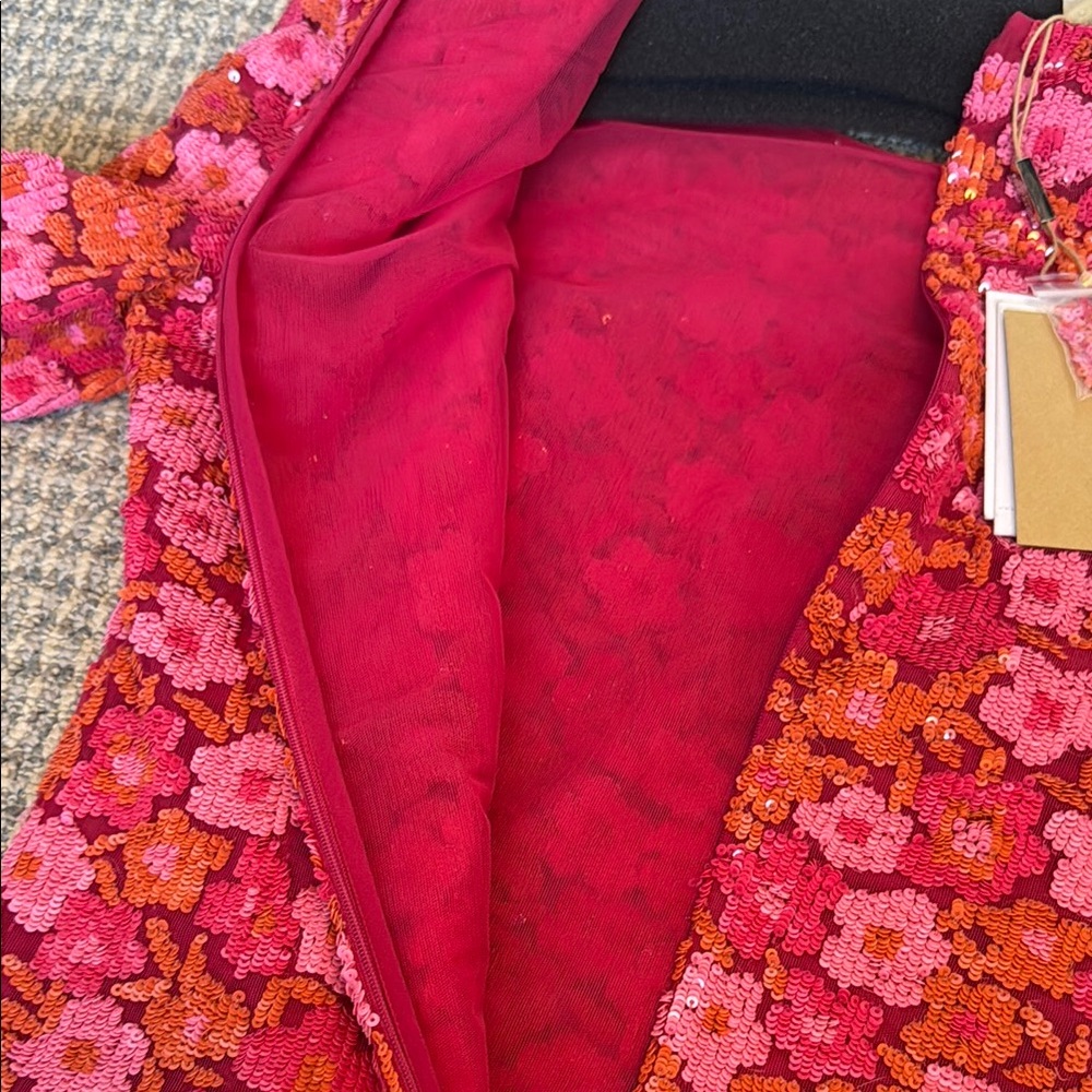 Authentic Michael Kors Collection Floral Sequin Women's Dress - Pink and Orange - Picture 8 of 8